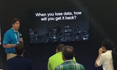 spanningbackup's tweet photo. When you lose data, how will you get it back? @MatHamlin presenting at #MSIgnite Missed the presentation? visit booth 2356 #BackthatSaaSup https://t.co/dd8VlCndi6