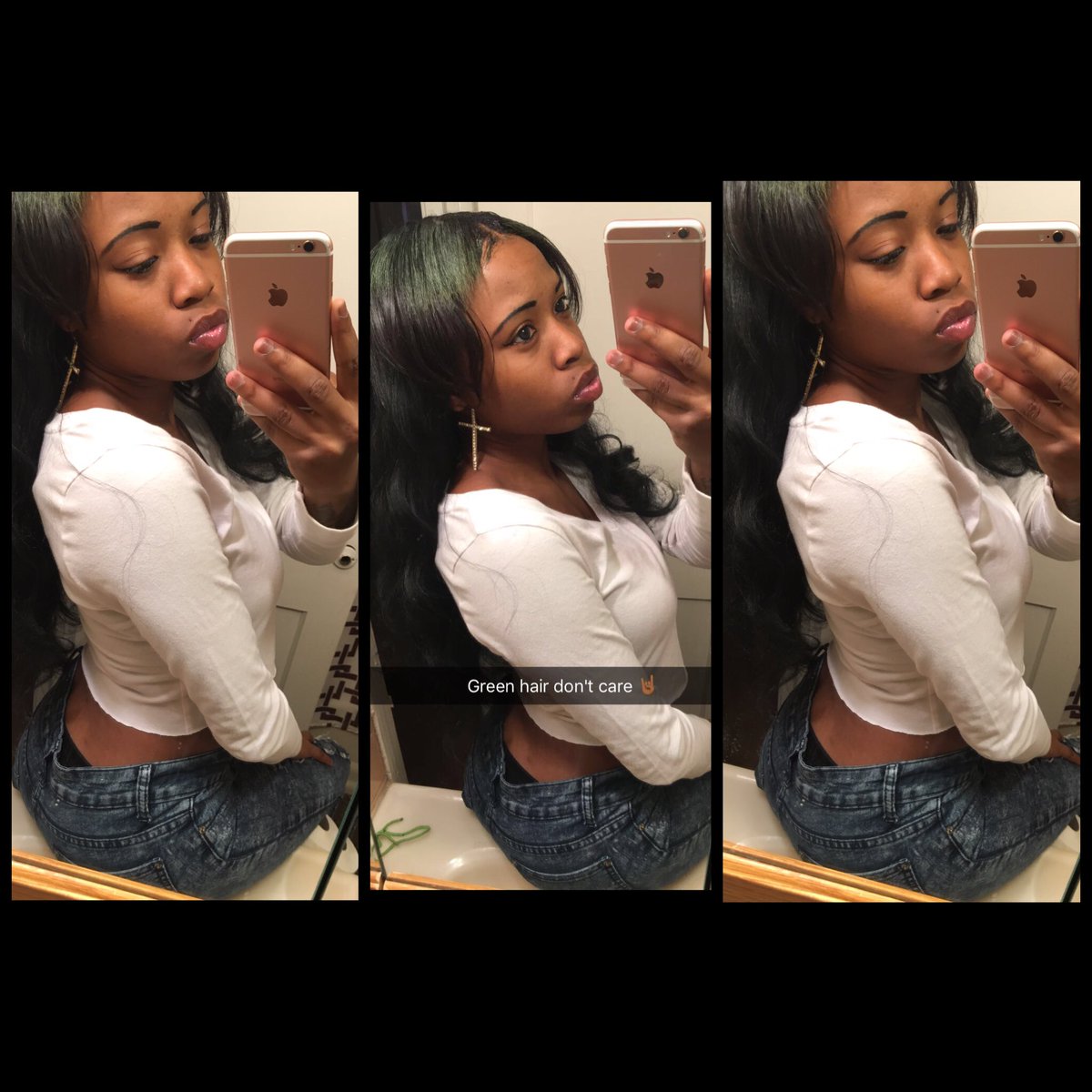 cutiefacezakia's tweet photo. Green hair Idc 😜 https://t.co/0BWi4l8rTA