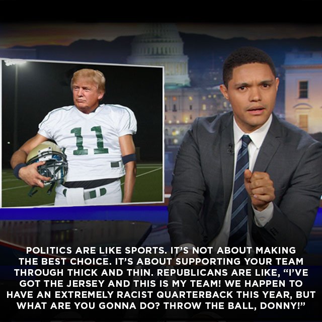 TheDailyShow's tweet photo. Many conservatives plan to vote for Trump despite thinking he’s a “jackass.” https://t.co/zcdhnrsAgf https://t.co/iuHBPw6Ped