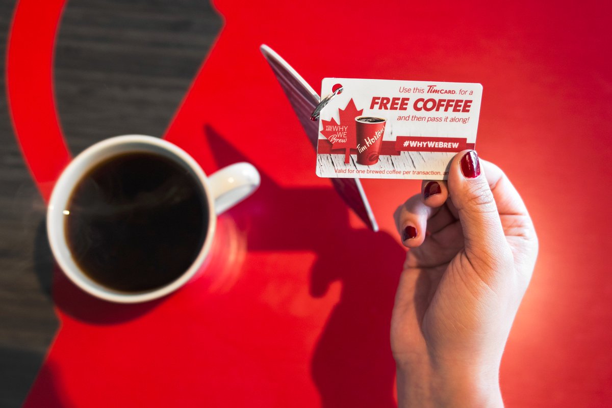 TimHortons's tweet photo. For National Coffee Day, we’re challenging Canadians to help us share 10,000 free coffees in 10 days! Follow along through #WhyWeBrew https://t.co/vOz6Mo7xjc