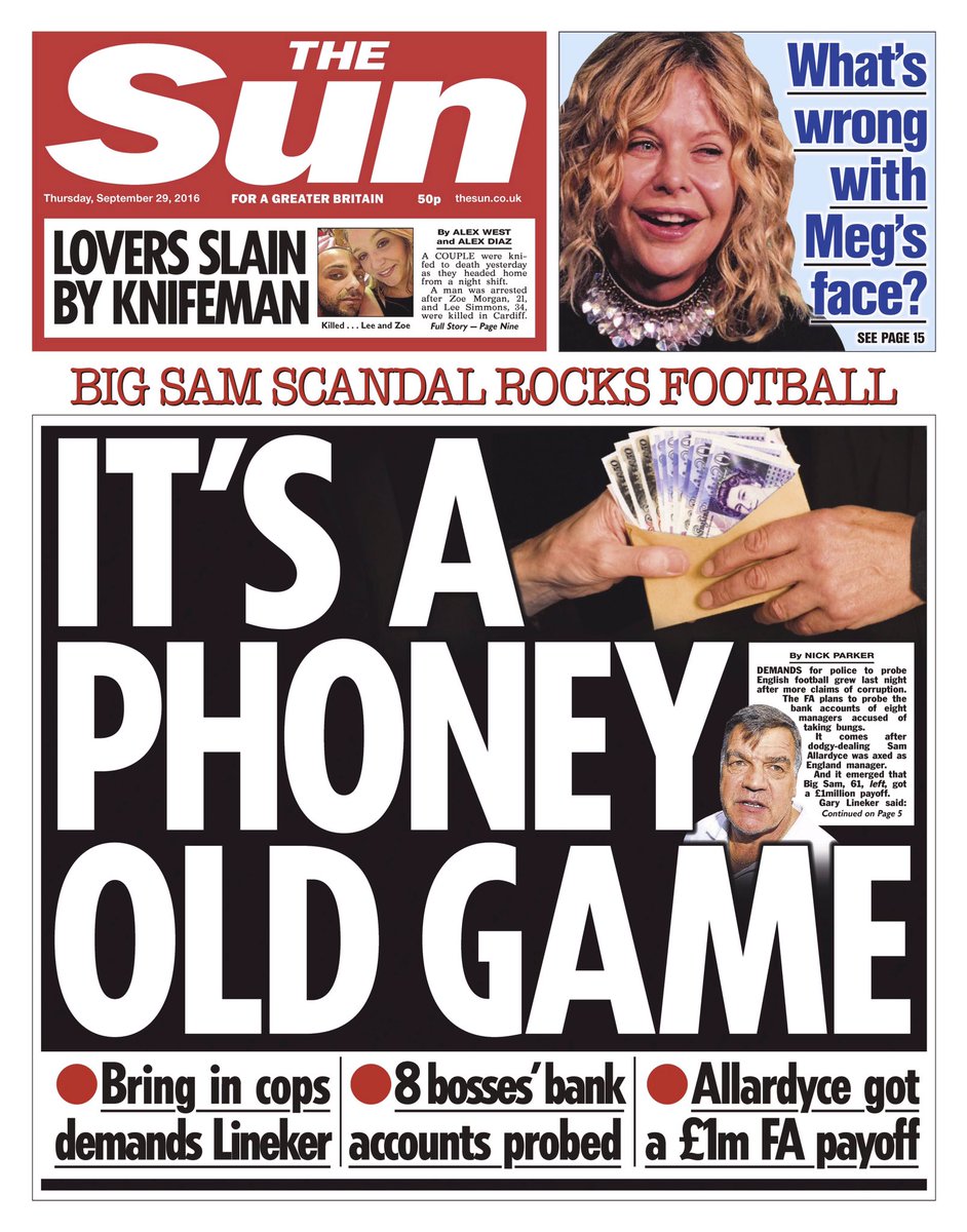 suttonnick's tweet photo. Thursday's Sun front page:
It's a phoney old game
#tomorrowspaperstoday #bbcpapers https://t.co/ks2SBqWVBt