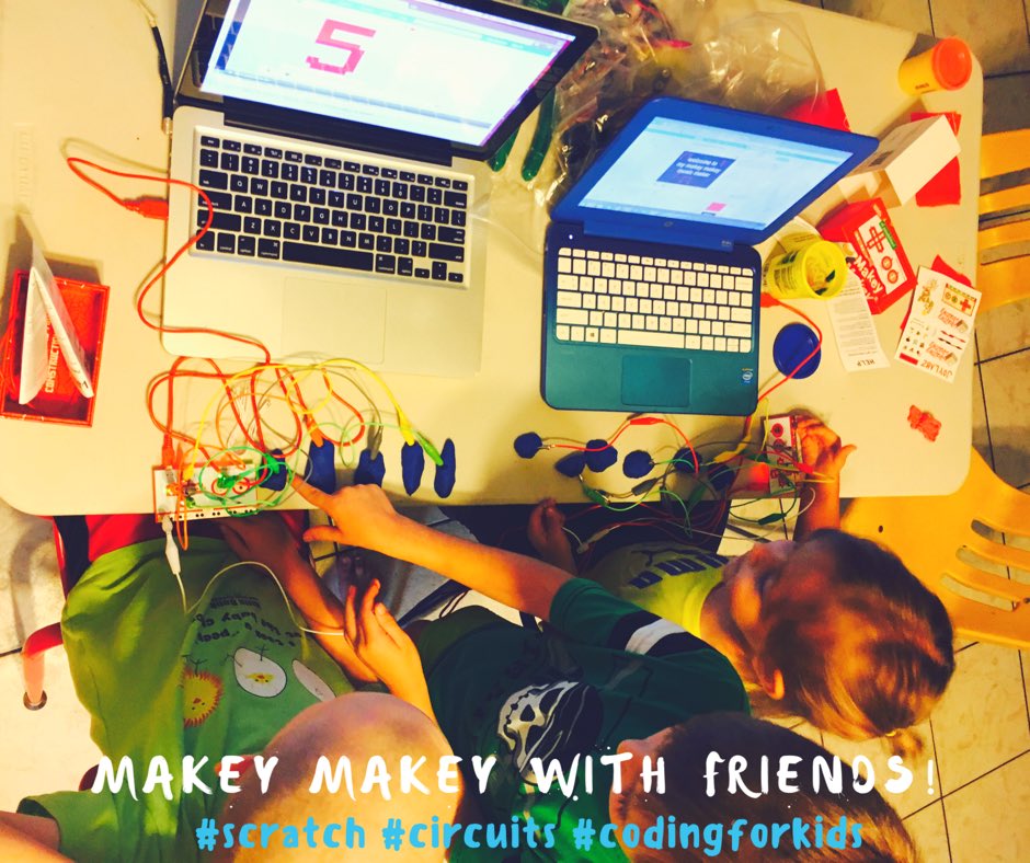 ActivelearnerIA's tweet image. A busy Wednesday! #MAKEYMAKEY  with counting, art, music and of course a little #flappybird at the end. We love #scratch!