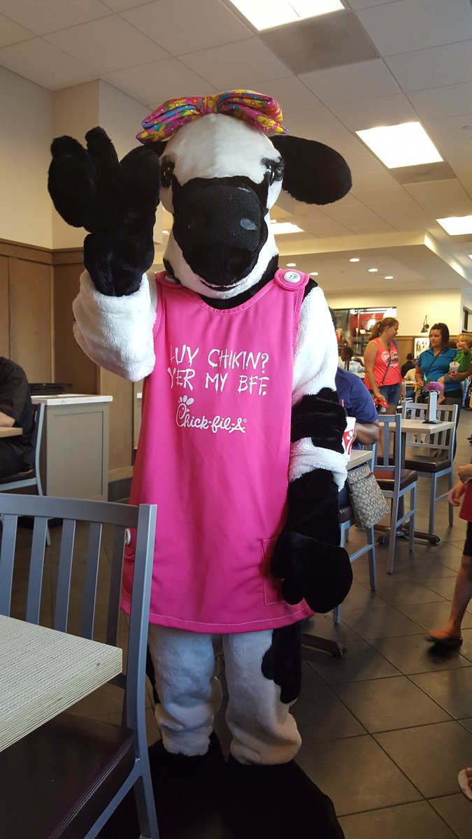 "EAT MOR CHIKIN" Monday night at Chick-fil-a.....what a way to build a partnership.