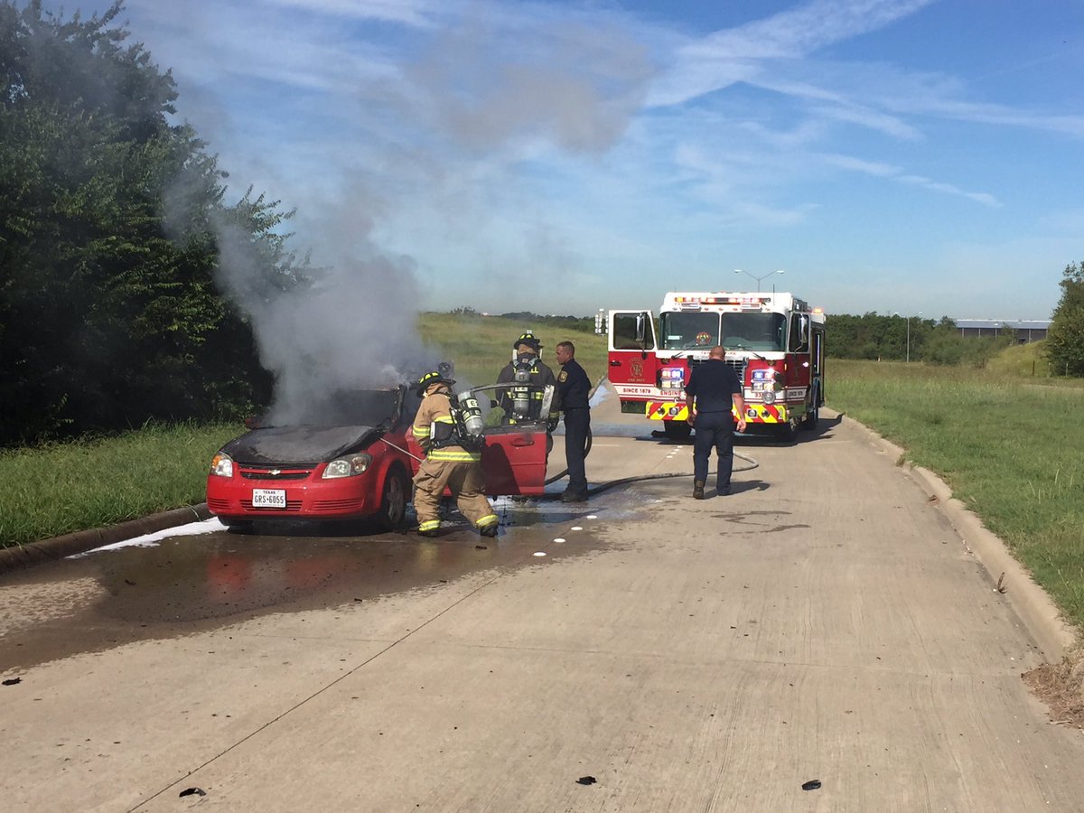 Crews working a car fire earlier this afternoon on Airport Road.