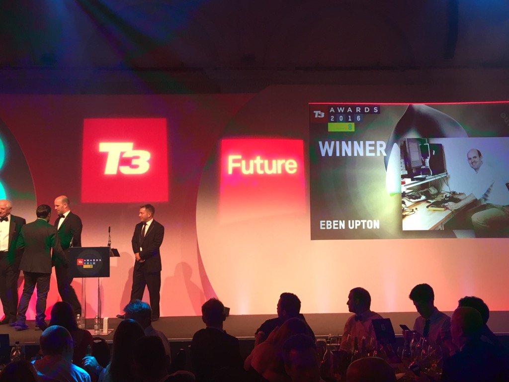 And very deserved #T3Awards Outstanding Contribution for <a href="/EbenUpton/">Eben Upton🧢</a> - Mr <a href="/Raspberry_Pi/">Raspberry Pi</a>