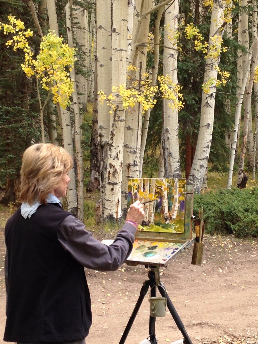 CACofEP's tweet photo. Fall is a beautiful time in #estespark. Some of our #PAR16 participating #pleinair artists are out on this bluebird day! New show opens 10/7 https://t.co/onyLFgMIup