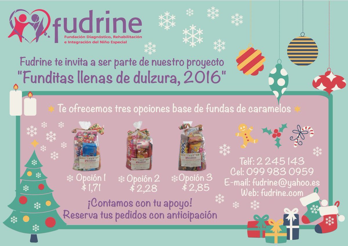 Fudrine's tweet photo. Amigos, no se pueden quedar sin dulzura este año! 😊😇 
Reserva tus funditas, ya! 🔜🎄🎁🎊 https://t.co/Lg3xLpYV8Q