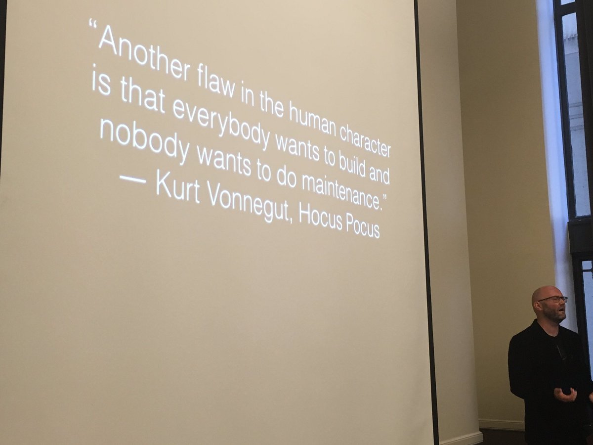 mipsytipsy's tweet photo. omg, this Vonnegut quote for ops is fucking gold. where the fuck have you been hiding that @ferlatte #streamconf https://t.co/eOIIHJ0izn