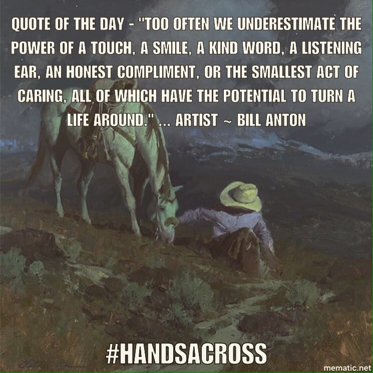 handsacross_us's tweet photo. Borrowed from #cowboyclassifieds #HandsAcross #bekind #sharethelove #unity #respect #cityofkindness #love https://t.co/84GXg4B4dH