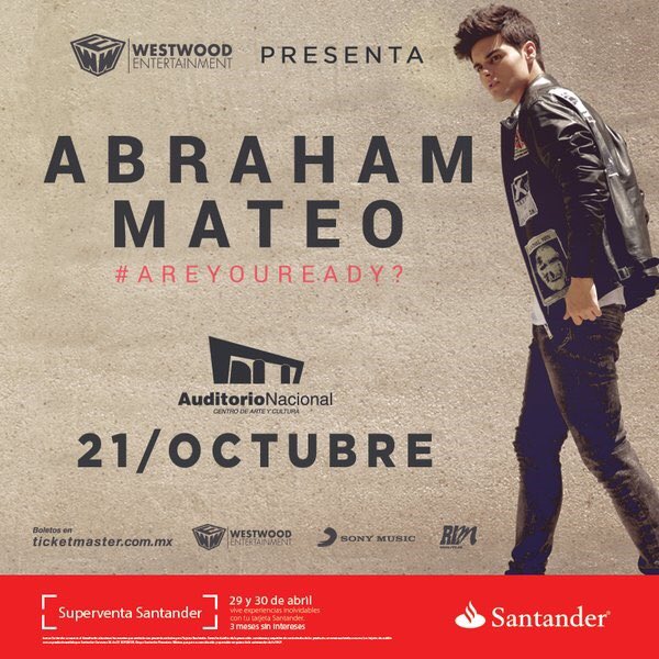AbrahamMateo's tweet photo. 🇲🇽MÉXICO🇲🇽
A U D I T O R I O  N A C I O N A L 
#AreYouReadyTOUR?👇 https://t.co/3SK7ZhA3Zu