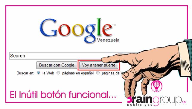 BrainGroupVe's tweet photo. El botón de Google "Voy a tener suerte", casi nunca se utiliza, pero al quitarlo los usuarios se sintieron incómodos https://t.co/1klE6ooxsK
