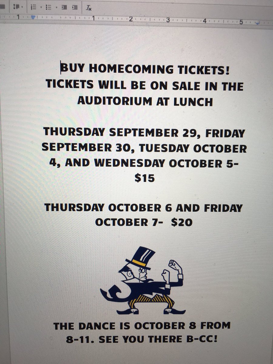 Barons_17's tweet photo. The first day of homecoming ticket sales is tomorrow! Come to the auditorium at lunch to buy your tickets, they are $15 for a limited time. https://t.co/314wh56nMv