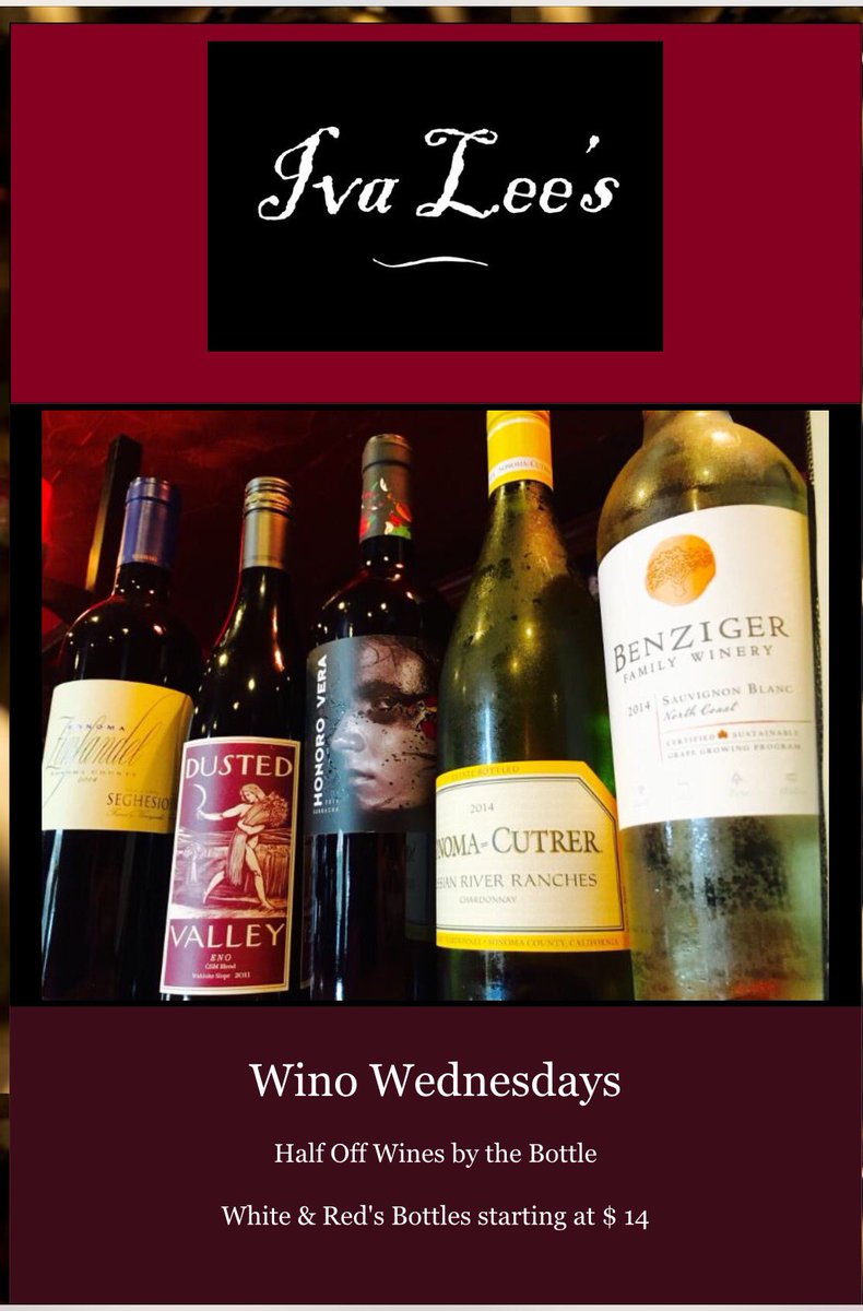 OCFoodieGirl's tweet photo. 50% off bottles of #wine tonight @IvaLees1 in #SanClemente! #WinoWednesday #ocwine #ocdining https://t.co/dvzceFGMS9