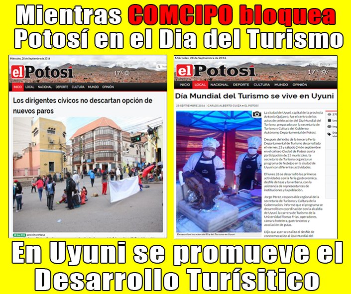 humberto_cho's tweet photo. #COMPCIPO impide el desarrollo turistico de #Potosi con #Blloqueo, mientras en #Uyuni se esfuerzan para elevar el desarrollo turístico https://t.co/hoHR9NnqBw