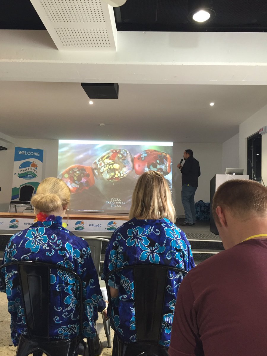 sarah_stutt's tweet photo. When using technology try not to lose your rocks! #pechaflickr #iplzaGC @mrhooker Excellent keynote during Super Slam https://t.co/G6Cx16Xc7V