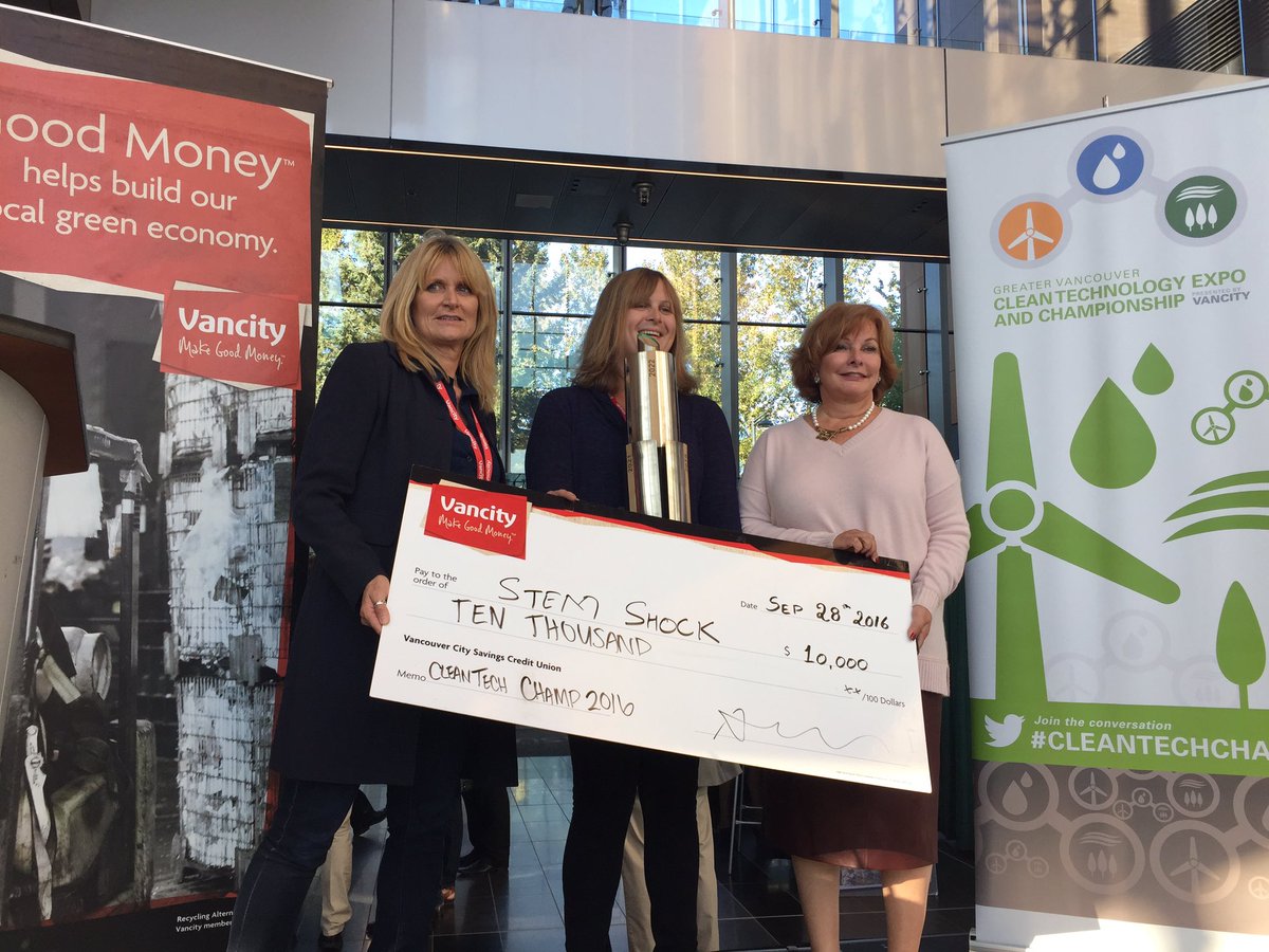 CityofSurrey's tweet photo. And now the winner of this year's Clean Tech Championship...Stem Shock! Congratulations! #CleanTechChamp https://t.co/8Ilh12Tn43