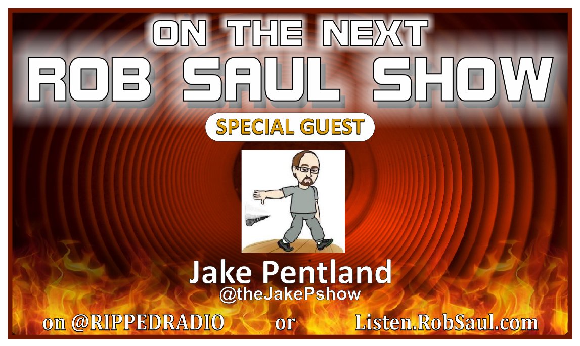 Ethancarter_0's tweet photo. This Monday on The @RobSaulShow
Guest @theJakePshow from Pentland Show
w/ @MrNailsin &amp; @OwenElliot1967
@RippedRadio #SaulShow #TheCultOfJake https://t.co/GuBEvD5Hpt