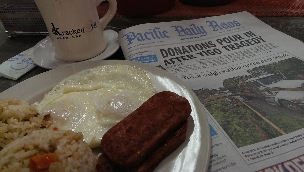 CrazyYinzerLady's tweet photo. Dear Guam: Delicious oceanside #KrackedEgg breakfast & a thriving, excellent local #newspaper. I'm never leaving. https://t.co/G9UBOdZYP6