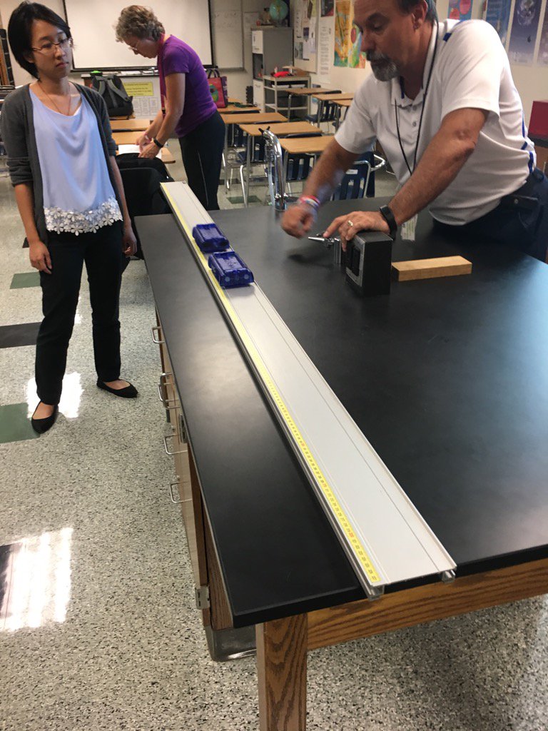 Byoteec's tweet photo. GT Physics teachers working with momentum at BHS! https://t.co/6mmqQUccA0