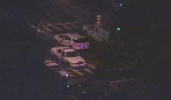 Chopper 6 over scene of police-involved shooting of stabbing suspect on 6200 block of Hazel in West Philadelphia.
