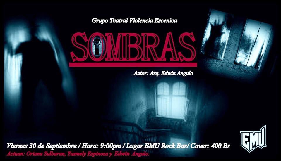 EMUROCKBAR's tweet photo. Este Viernes #30Sep 9:00pm @EMUROCKBAR presenta:
Grupo Teatral Violencia Escénica con la excelente pieza teatral "Sombras" 
Asiste!!
#Merida https://t.co/zSWPjq2JAK