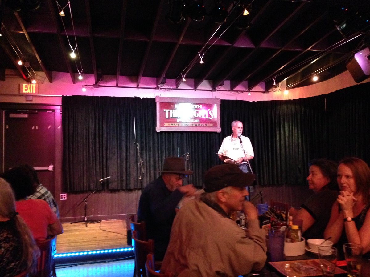 Roomdad's tweet photo. So I drew a lucky card. Played second tonight at #SWRFA. Sang Tom Lynch's song Hardwood. Here is the stage at #Threadgill's in Austin. https://t.co/wOf8Ag7UGa