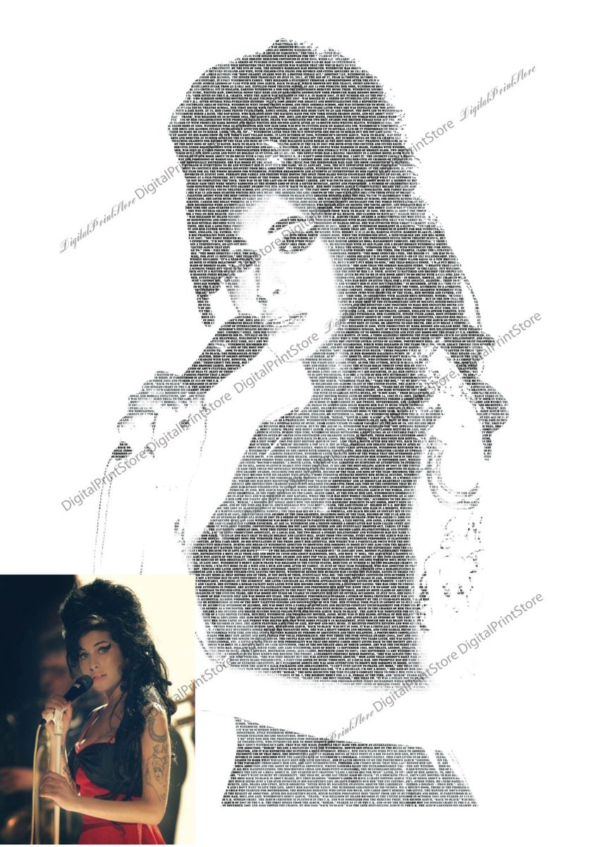 AishaShopAisha's tweet photo. Amy Winehouse Typography Portrait of "Amy Winehouse 01" Typographic Ar… https://t.co/E17PHblyQ3 #logo #WallDecorHome https://t.co/UFNCqJxVlC