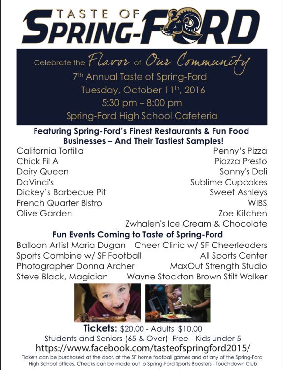 TasteofSF's tweet photo. @SFRamsFB  @SFcheer start spreading the word. 
October 11th from 5:30pm to 8:00pm https://t.co/WnyYYOrqVF