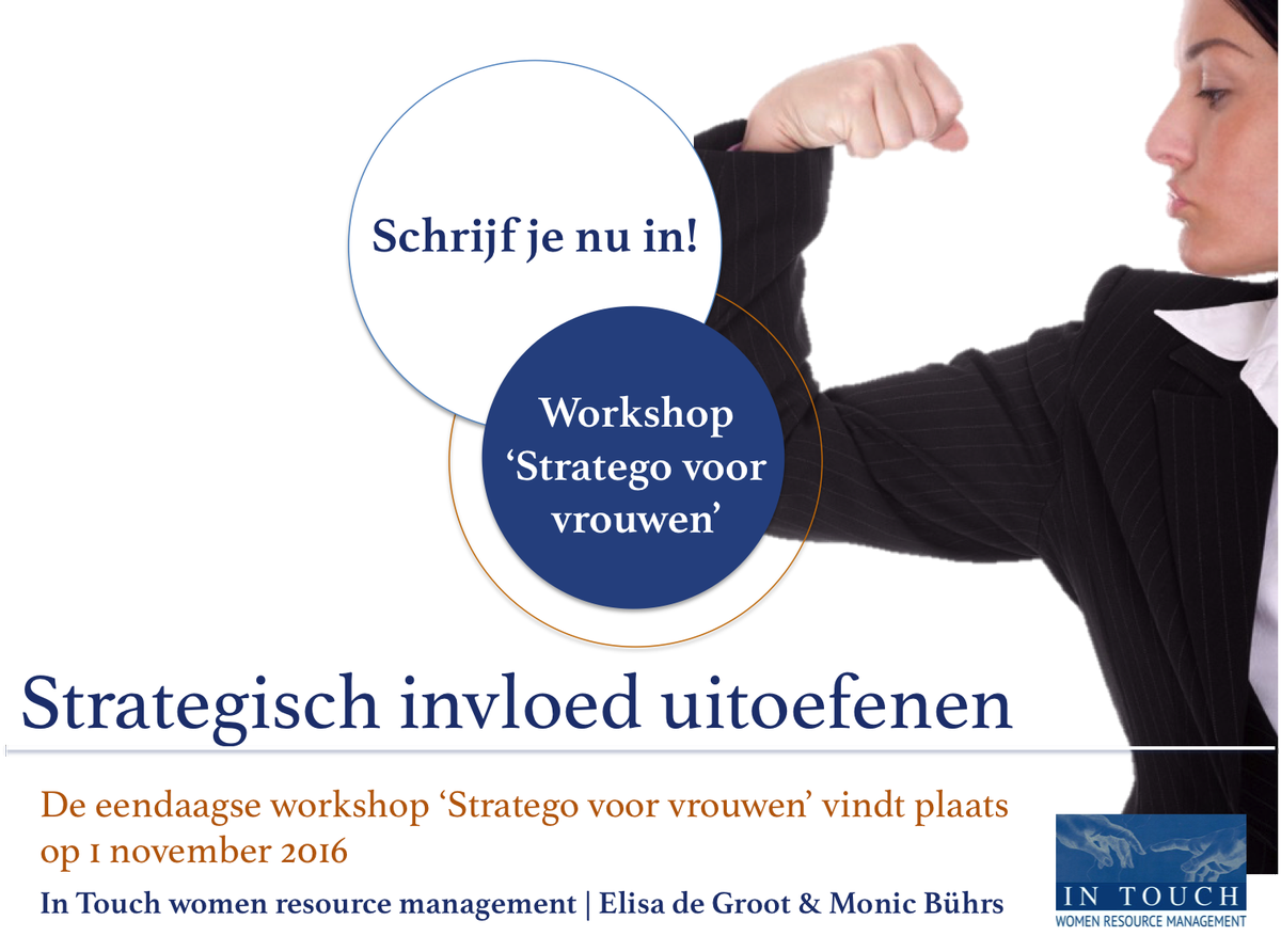 InTouchwrm's tweet photo. Wil je een hogere functie bekleden binnen het bedrijf waar je werkt? Volg de workshop Stratego voor vrouwen! https://t.co/jmhSafQ6eQ https://t.co/RP6ZH3Vyhf