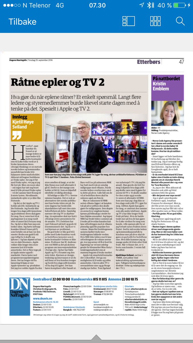 Veldig stolt,veldig spent og litt redd for reaksjonene etter å ha fått min første kronikk på trykk. @DN_Etterbors.