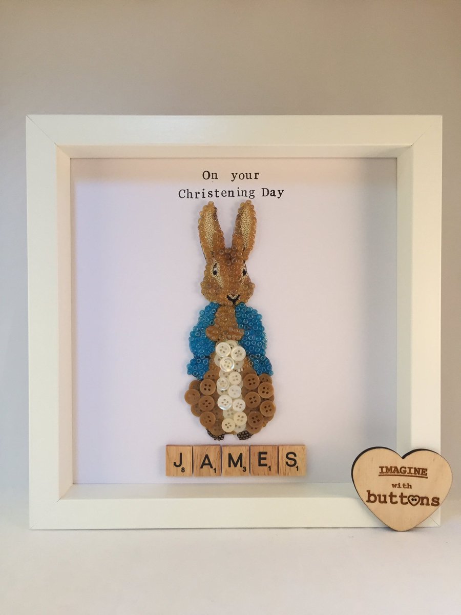 New frame request #womaninbiz #etsy #peterrabbit #beatrixpotter #rabbit #christening #handmadehour 💙