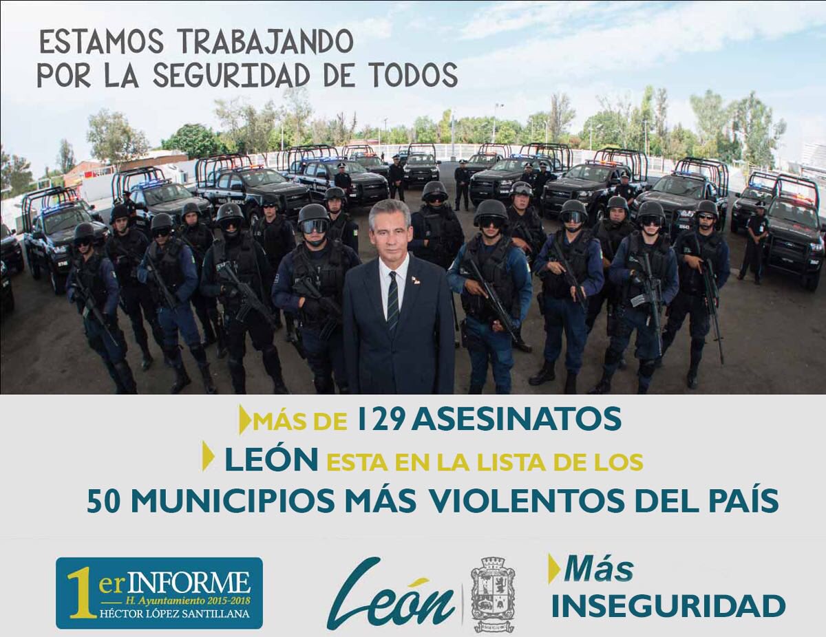 20QuinceMx's tweet photo. Lamentable el Primer Informe de gobierno de #HLS, León necesita más seguridad no sonrisas. https://t.co/6mElj7sCsx