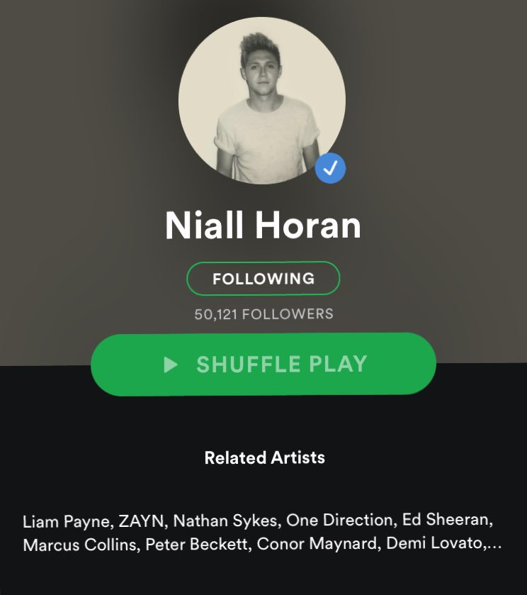 NJHNEWS's tweet photo. Niall is now a verified artist on Spotify https://t.co/Z8QJ82PmsA