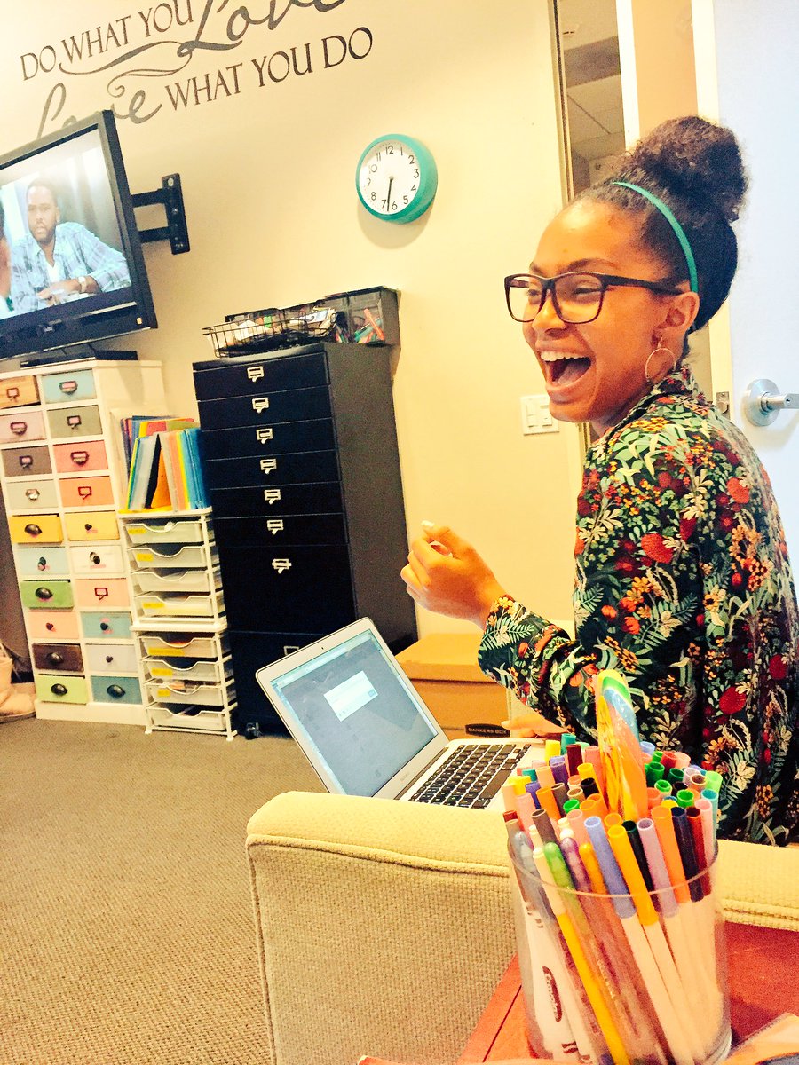 JotwitJo's tweet photo. OH MY "God" Look who's in the office watching EPISODE 2 @black_ishABC @YaraShahidi #blackish #crewish @BlackishWriters https://t.co/TSvxDVB06b