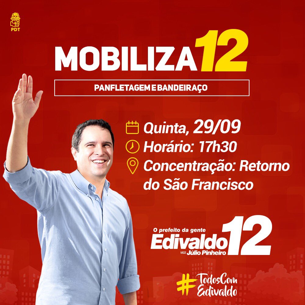 joslene65's tweet photo. Vamos tod@s para o grande bandeiraço do 12 rumo à vitória.
#Edivaldo12 https://t.co/MEXDYC0QbH