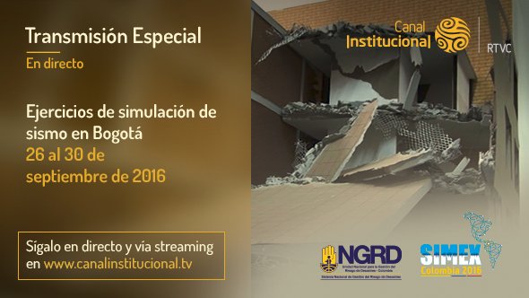 InstitucionalTV's tweet photo. Este jueves continúa #SIMEX2016 de @UNGRD Recuerde que lo puede ver por https://t.co/DX1gHPyr6A >> https://t.co/1DJSus9tr6 #SIMEXaméricas https://t.co/2Tp5M4QgwY