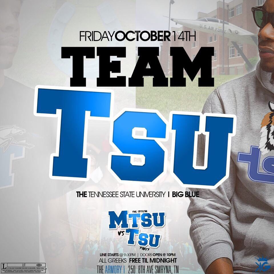 MaccDaaddy_'s tweet photo. ๐ต#MTSUHC2K16 VS๐ต#TSUHC2K16 ๐THE OFFICIAL STEP SHOW AFTER PARTY๐POWERED BY @_jjinc ๐ฅ10/14/16๐ฅWHO YOU RIDING WITH #TeamMTSU or #TeamTSU https://t.co/hl8O1UUyoh