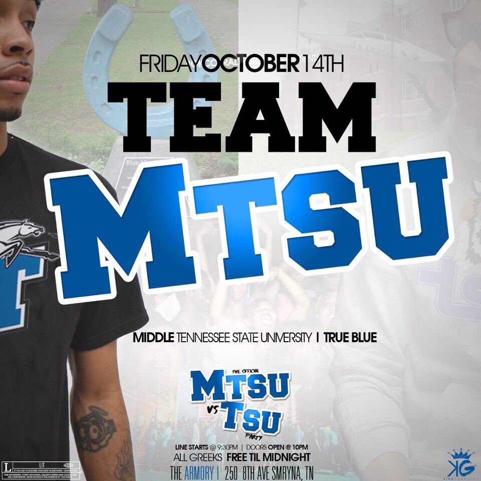 MaccDaaddy_'s tweet photo. ๐ต#MTSUHC2K16 VS๐ต#TSUHC2K16 ๐THE OFFICIAL STEP SHOW AFTER PARTY๐POWERED BY @_jjinc ๐ฅ10/14/16๐ฅWHO YOU RIDING WITH #TeamMTSU or #TeamTSU https://t.co/hl8O1UUyoh