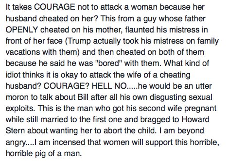 ARTISTstacy's tweet photo. Eric Trump said it took great courage for his dad not to mention Bill's infidelities.  WTF?! #SumpTrump,#StopTrump#@realDonaldTrump https://t.co/IndIdg8a8C