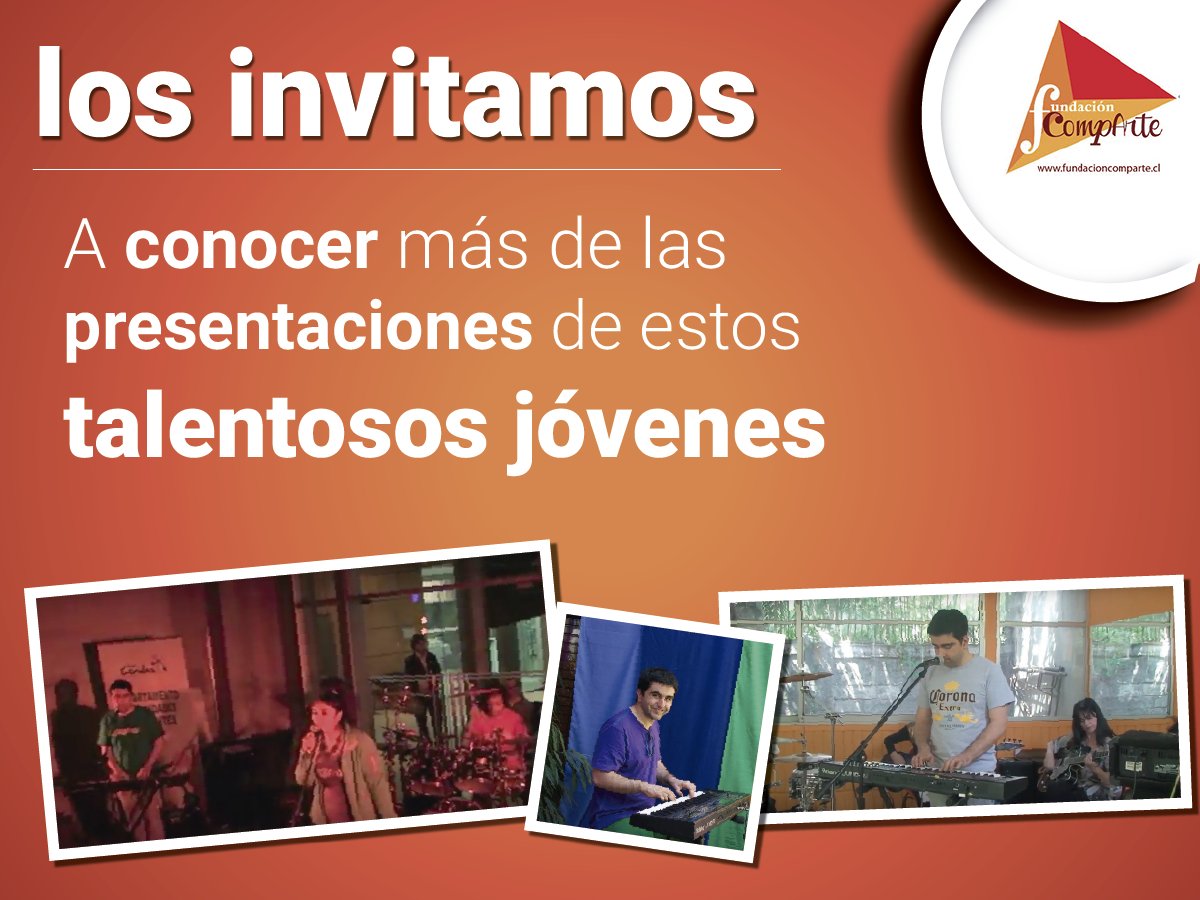 CompArtecl's tweet image. Los invitamos a conocer más de nuestros jóvenes.
fundacioncomparte.cl/2015/11/16/pre…
fundacioncomparte.cl/2015/11/13/enc…
fundacioncomparte.cl/2015/11/11/enc…