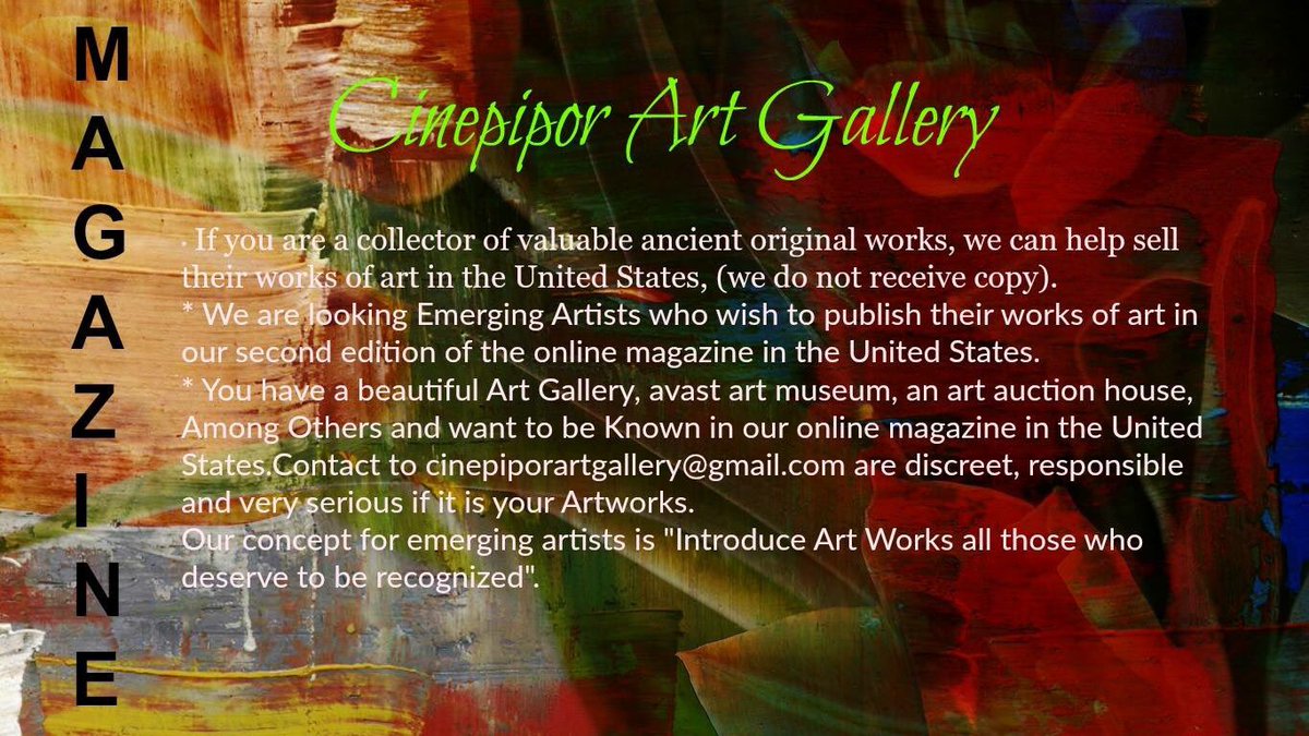 Cinepiporartga7's tweet image. #CallForArt #CallForCollection #CallForSponsor #CallForArtist #CallForMagazine