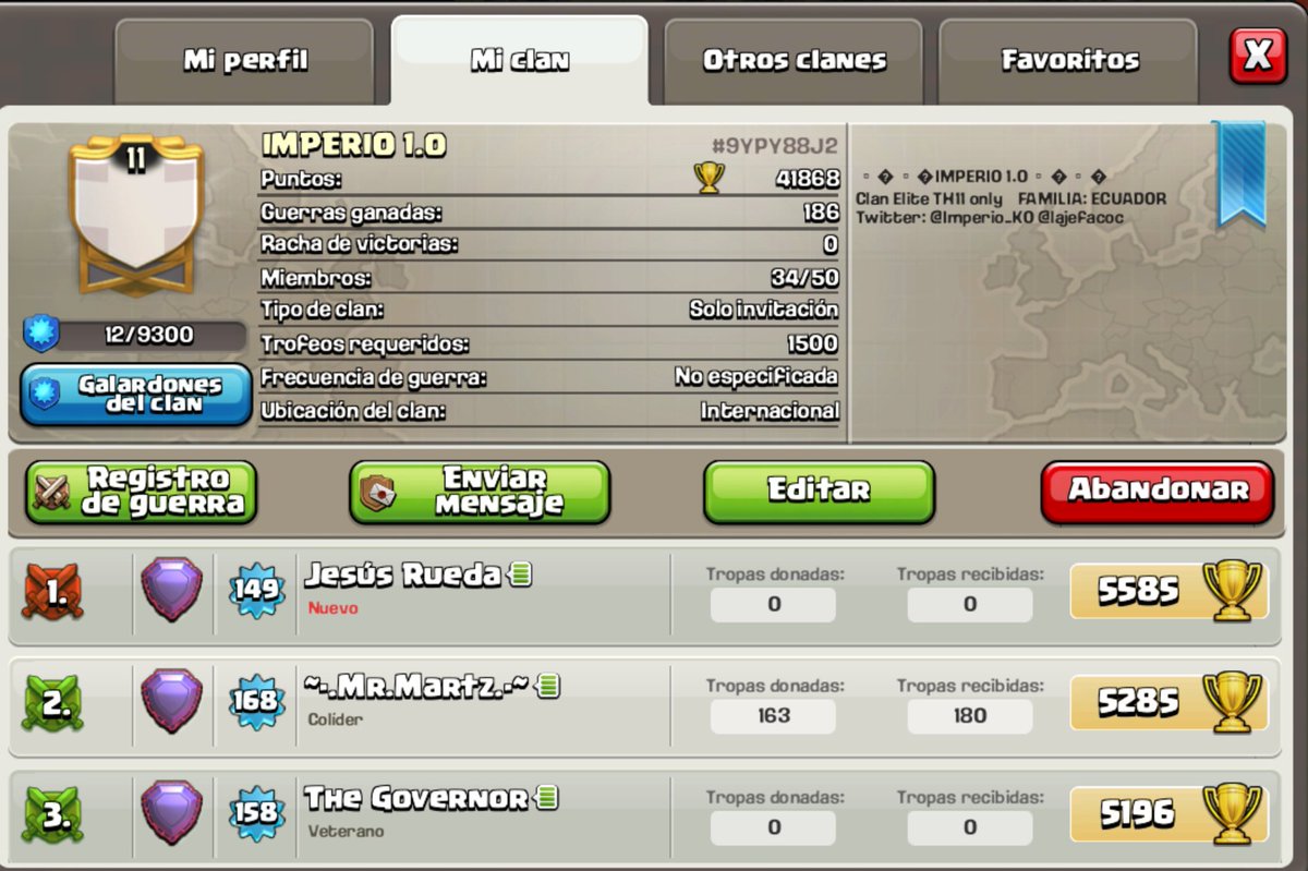 😍😍😍  Wiii war d TH11 😍😍😍 GO IMPERIO 1.0 lo lindo d 1 gran familia! ❤❤❤ Mis tigres!!! 💋💋💋 #EcuFamily #Imperio #EcuWoW