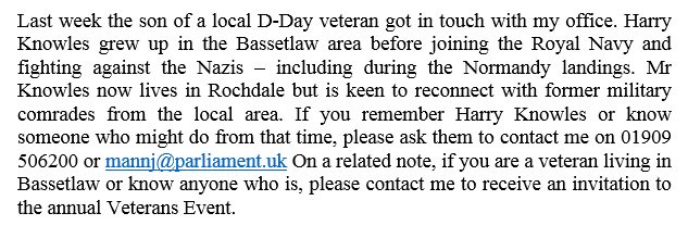JohnMannMPLocal's tweet photo. Can you help find anyone who knows this D-Day Veteran from Bassetlaw? https://t.co/8AfdAutesW