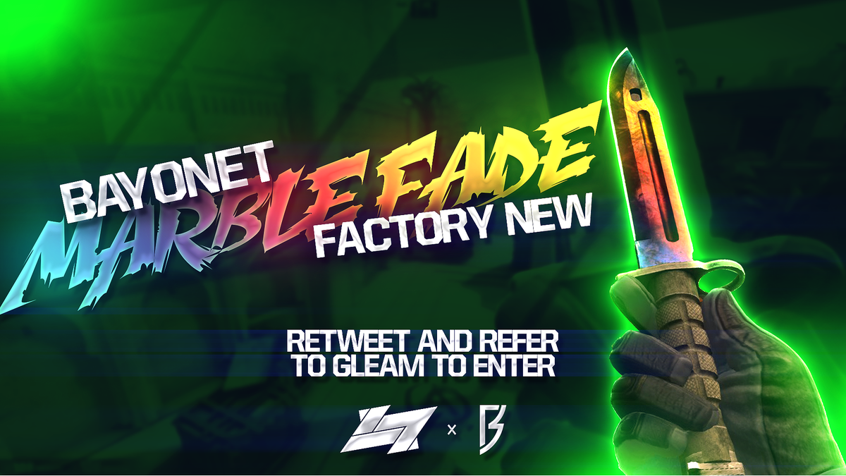 Lucky7Gaming's tweet photo. FOR A CHANCE TO WIN A FACTORY NEW BAYONET MARBLE FADE! RETWEET AND CLICK THE LINK TO ENTER: https://t.co/ol27GuQ6A8 https://t.co/tNYEXvzS70