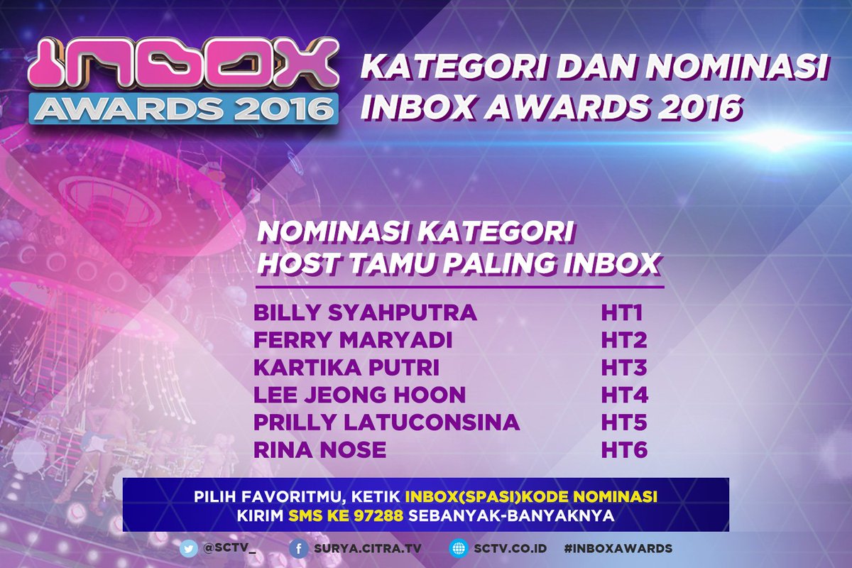 Dukung billy syahputra jadi host tamu paling inbox.. Caranya ketik : INBOX (spasi) HT1 kirim ke 97288