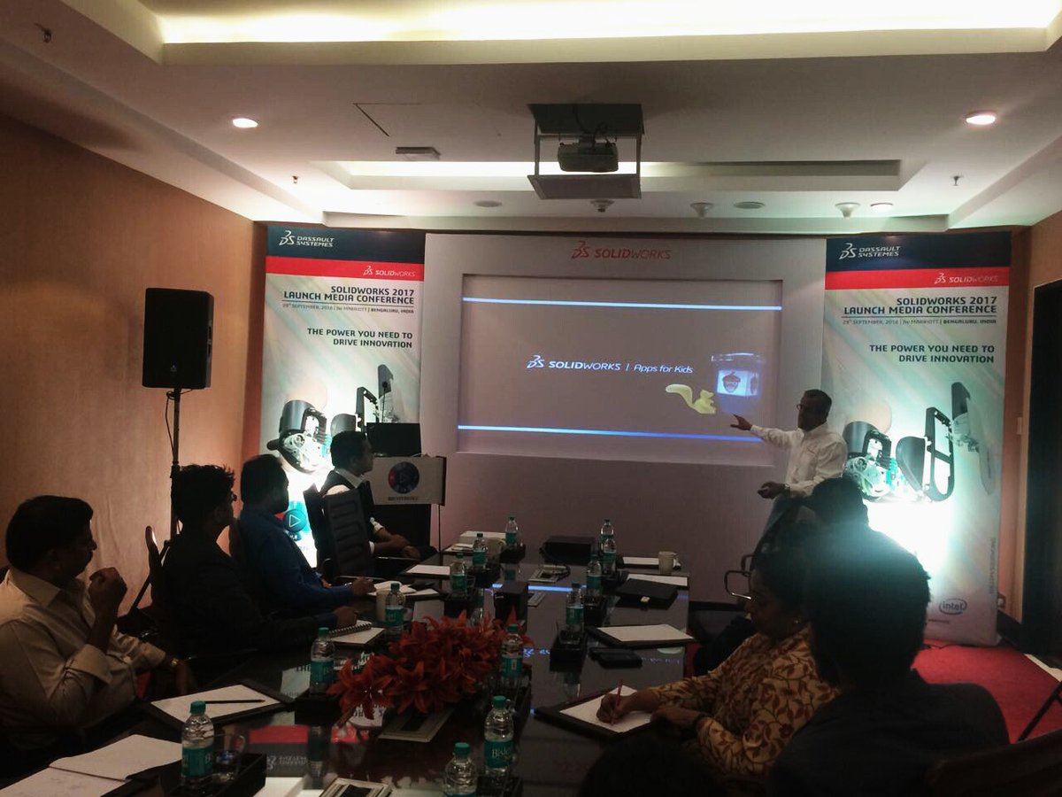 SOLIDWORKSIndia's tweet photo. #SOLIDWORKS apps for kids nurtures innovation and inspires young minds - @suchitjain #SWLAUNCH media conference https://t.co/hkFmK4Ig09