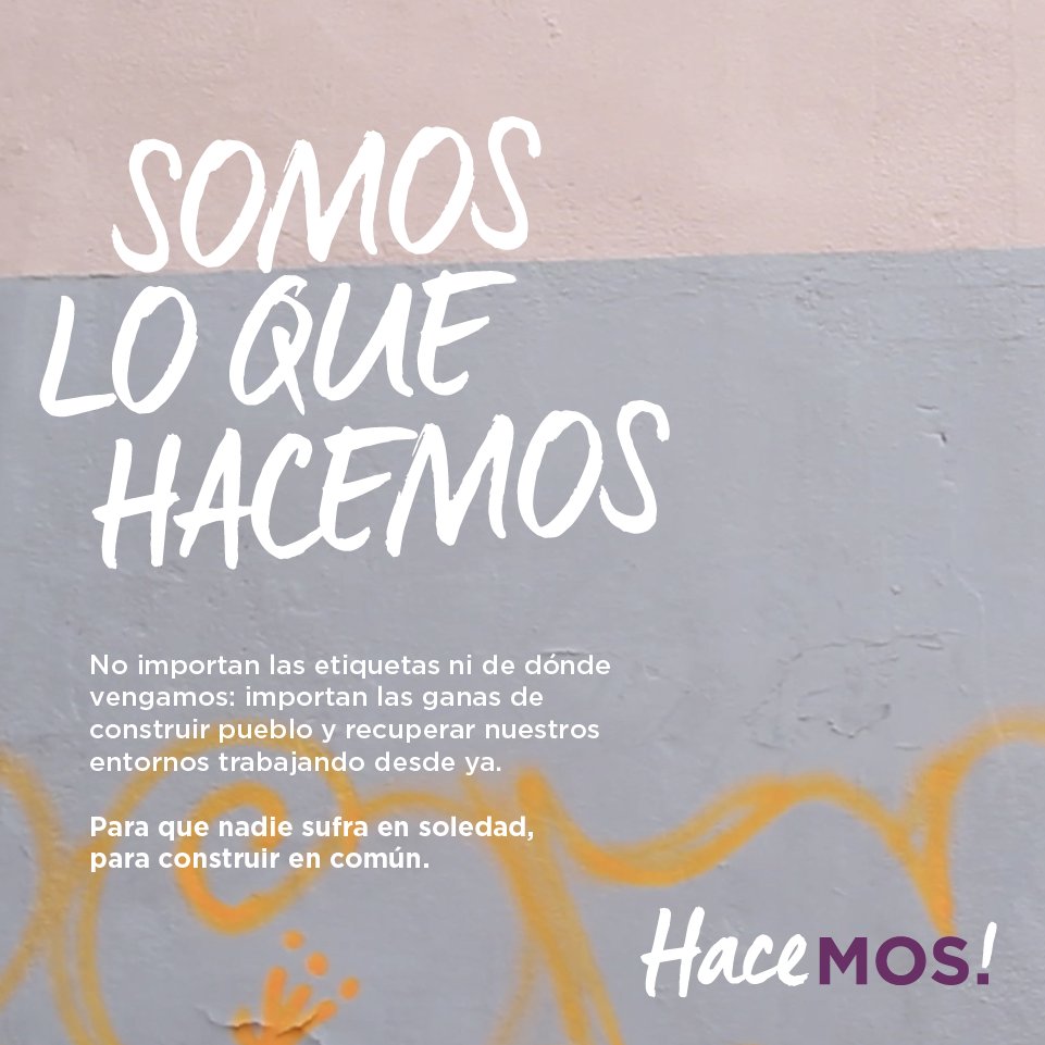 PodemosCMadrid's tweet photo. ¿Sabes qué es 'Hacemos❕?. Solucionar los problemas de la gente en el día a día, ¡participa!: 🎬 https://t.co/0G3AgzMAGN #SomosLoQueHacemo https://t.co/S6X2cVV6mN