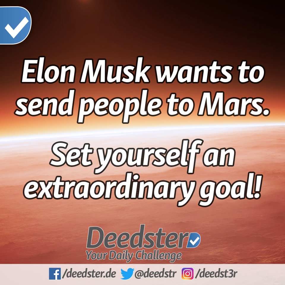 Deedstr's tweet image. More on deedster.de #DeedsNotWords #challengeaccepted #challenge #justdoit #ThanksgivingThursday #spacex #tesla #emobility #love