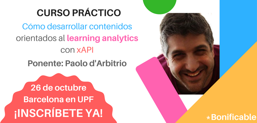 AEFOL's tweet photo. 📆 ¡26 de Octubre en @univpompeufabra BCN!
 📢 Curso Práctico #bonificable #elearninganalytics con #xAPI 
Incríbete↪ https://t.co/naKHm3Pdnd https://t.co/LULzbKmgcM