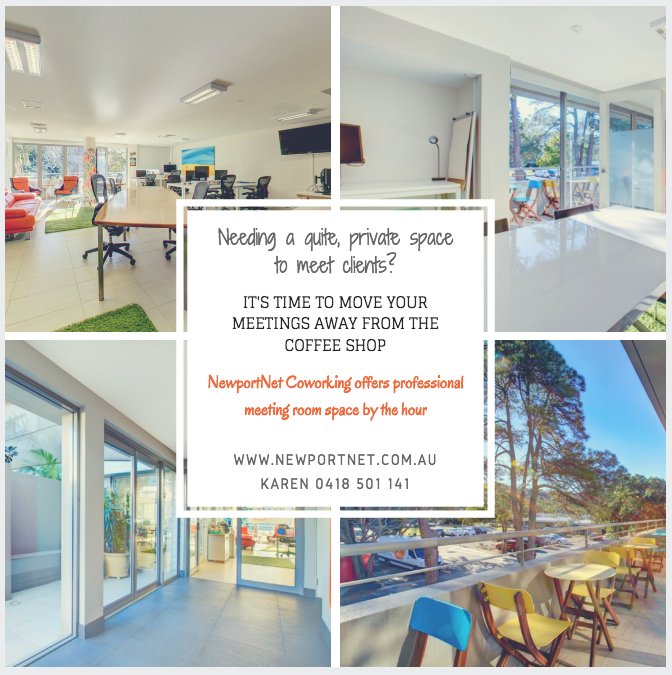 Move your #meetings out of the Coffee Shop. @NewportNetcomau offers professional meeting rooms. <a href="/aboutPittwater/">Pittwater Council</a> <a href="/ManlyWeb/">Manly & Nthn Beaches</a> <a href="/ManlyDaily/">Manly Daily</a>